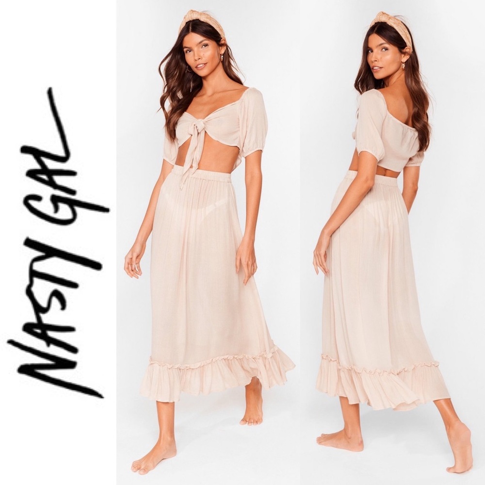 Coord Set Summer Nights Tie Crop Top & Maxi Skirt from Nasty Gal